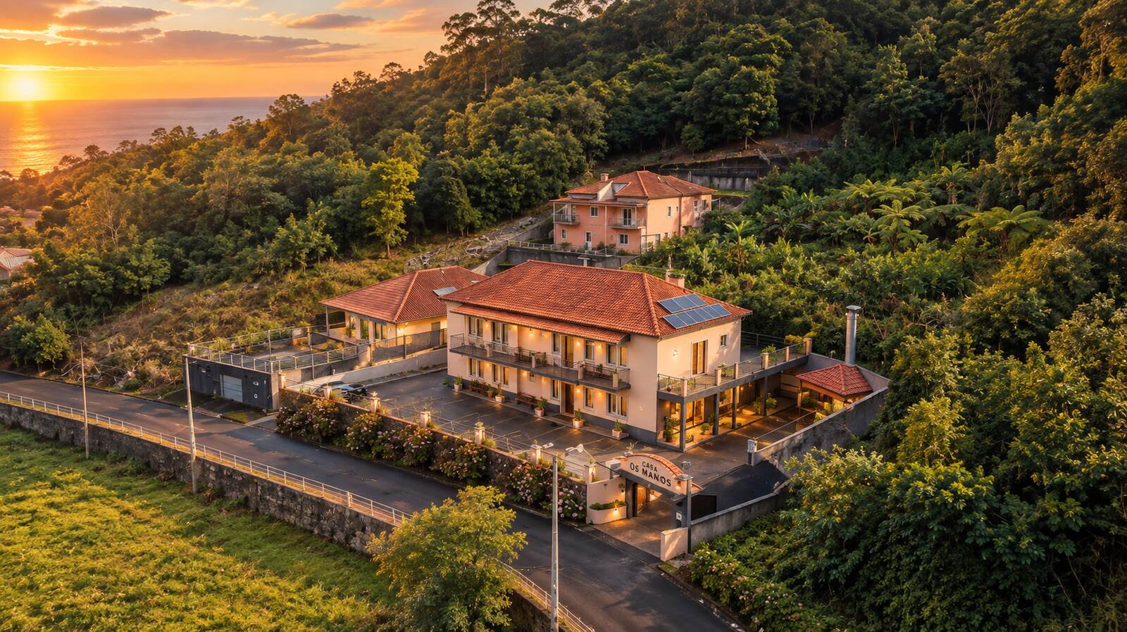 The house at dusk, above the north coast